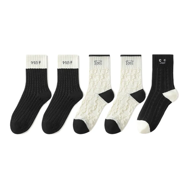 Lan Miao Mid Calf Socks Women's 5 Pack-2