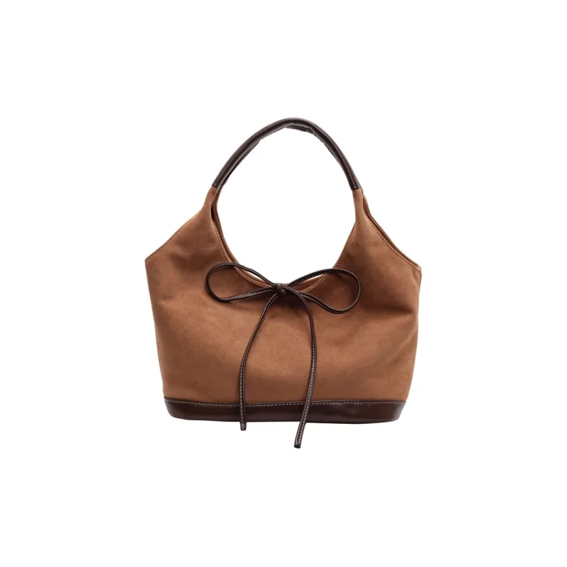 Morellybear Leather Velvet Shoulder Bag Women's Coffee/Brown/Khaki-8
