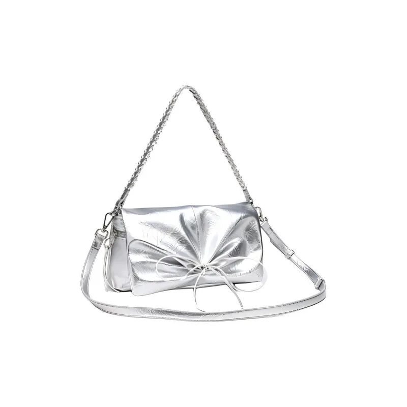 LARTIGENT Microfiber Synthetic Leather Crossbody Bag Shoulder Bag Medium Size Women's Silver-1