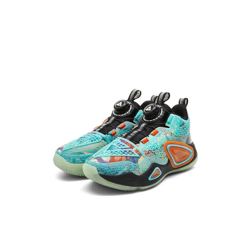 PEAK Slip Resistant Lightweight Cushioning Children's Basketball Shoes Black Orange Teenagers-2