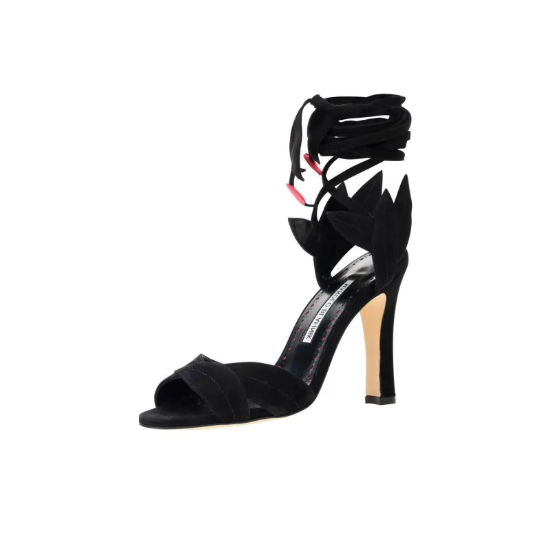 MANOLO BLAHNIK One Strap Sandals 10.5cm Women's Black-2