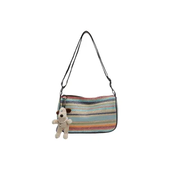 Yalu Straw Woven Shoulder Bag Regular Women's White/Black