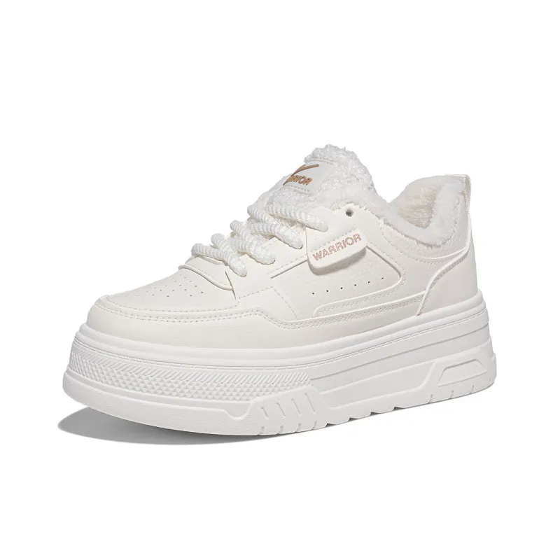 Warrior White Sneakers Thermal Coverage Lightweight Low Top Skateboard Shoes Women's Beige-2