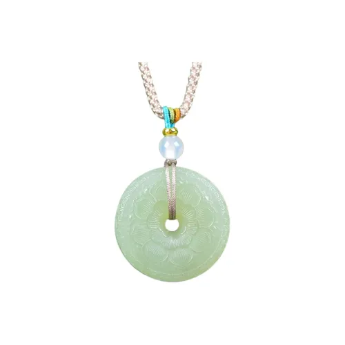 Jing Ruyu Hetian Jade Necklaces Pale Greenish-White Jade Unisex
