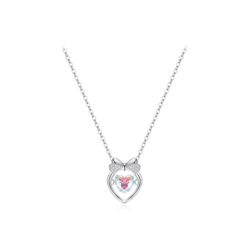 WANLIACC S925 Silver Iridescent Heart Necklace Women's-4