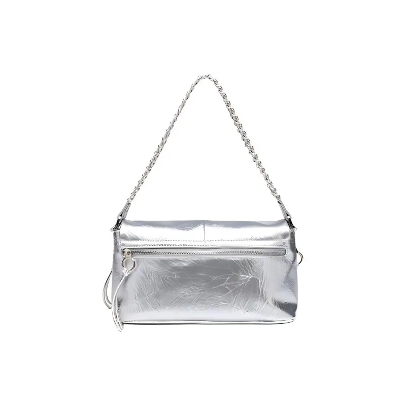 LARTIGENT Microfiber Synthetic Leather Crossbody Bag Shoulder Bag Medium Size Women's Silver-2