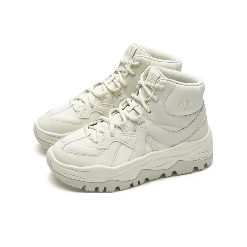 FILA Anti-Slip Wear-Resistant High-Top Casual Shoes Women's Bamboo Shoot White-2