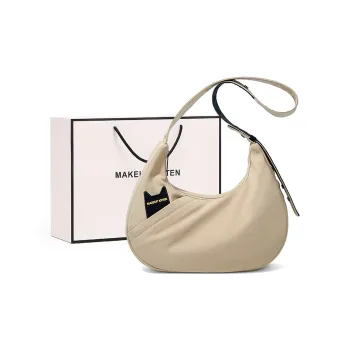 MAKEUP KITTEN Nylon Fabric Shoulder Bag Women's Khaki