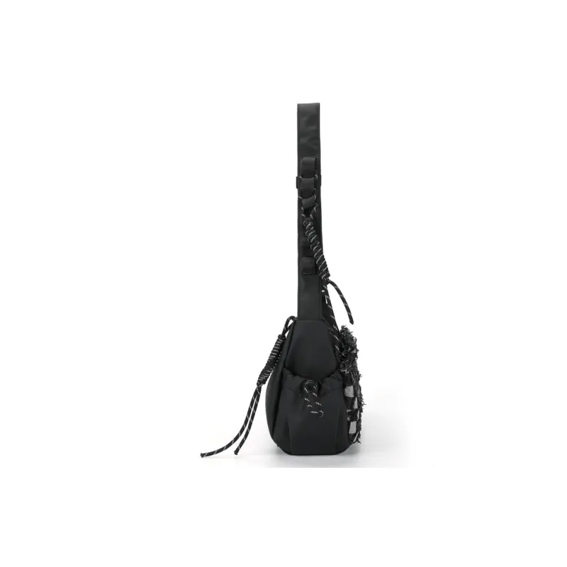 L&M Oxford Shoulder Bag Crossbody Bag Unisex Plaid Black-3