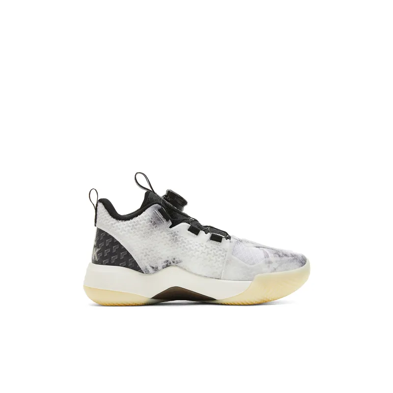 PEAK Slip Resistant Lightweight Cushioning Children's Basketball Shoes Ecru Teenagers-1