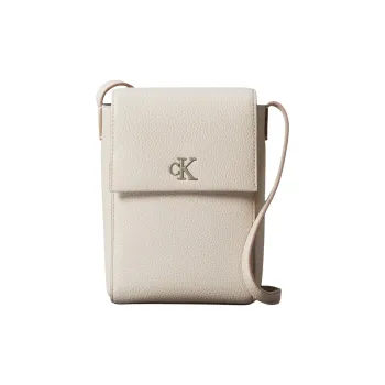 CALVIN KLEIN Minimal Collection Polyurethane Cell Phone Pouch Shoulder Bag Crossbody Bag Women's White