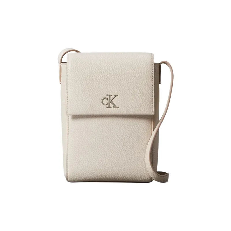 CALVIN KLEIN Minimal Collection Polyurethane Cell Phone Pouch Shoulder Bag Crossbody Bag Women's White-0