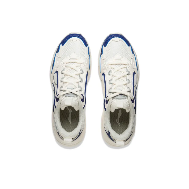 LiNing Clouds Cushioning Anti Slip And Wear Resistant Support Low Top Chunky Sneakers Men's White Blue-3