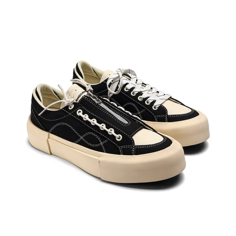 Fang Sanhuo Anti Slip Wear Resistant Low Top Skateboard Shoes Unisex Black-2