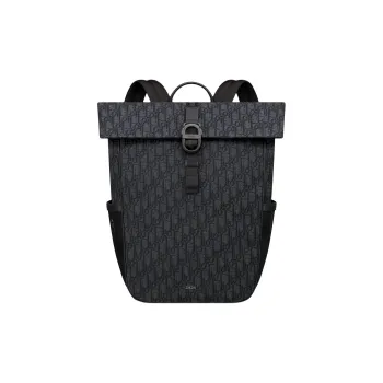DIOR Jacquard Calfskin With Cotton Backpack Men's Black