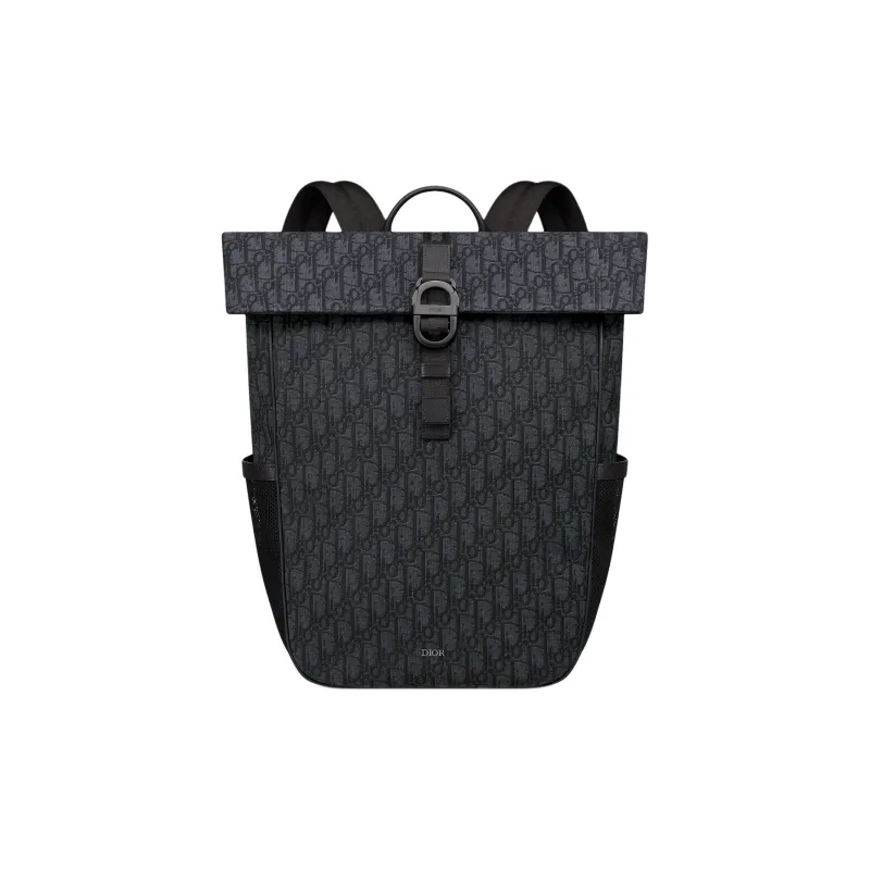 DIOR Jacquard Calfskin With Cotton Backpack Men's Black-0