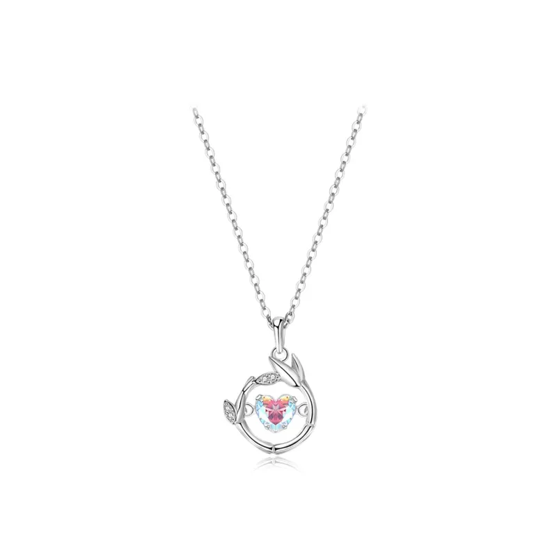WANLIACC S925 Silver Iridescent Heart Necklace Women's-3