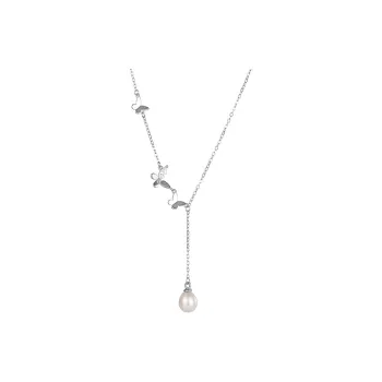 Yiru S925 Silver Freshwater Pearl Necklace Advanced Elegant Butterfly Collarbone Chain Necklace Women's