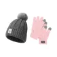 Gray Hats & Caps+Pink Glove