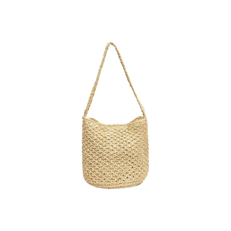 Morellybear Straw Woven Shoulder Bag Regular Women's Khaki/Beige-2