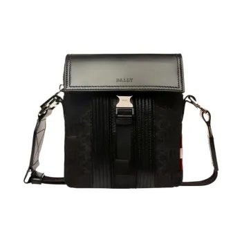 BALLY Fabric With Leather Briefcase Shoulder Bag Crossbody Bag Men's Black