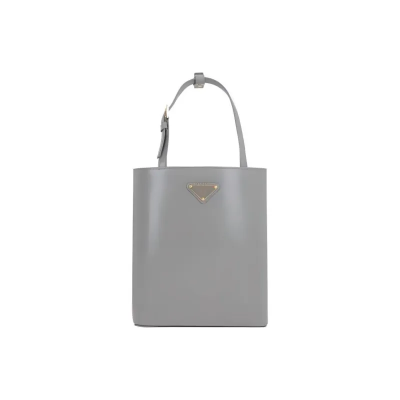 PRADA Polished Calfskin Shoulder Bag, Crossbody Bag, Handbag Women's Gray-0