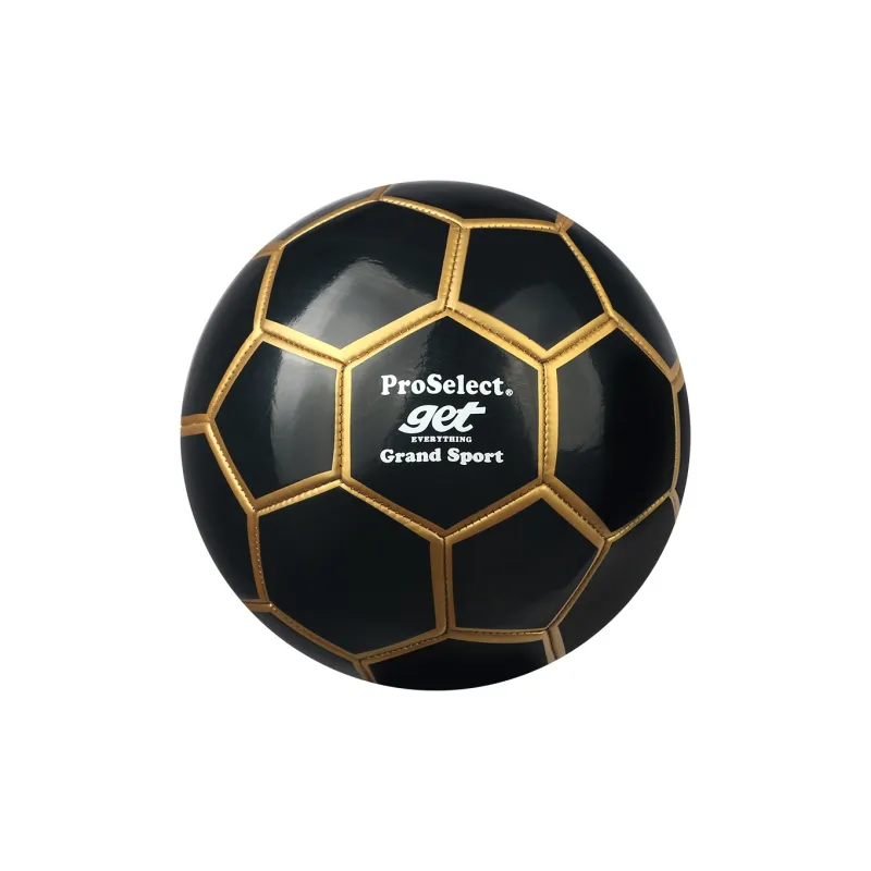 ProSelect Size 5 Soccer PVC Machine Stitched Soccer Ball Unisex Black Gold-0