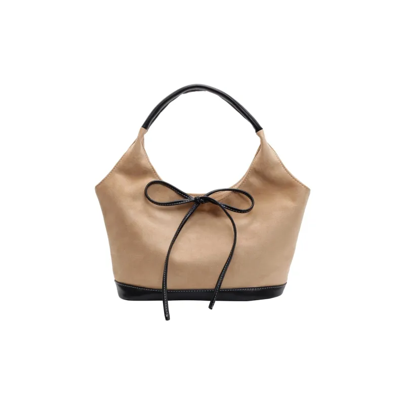 Morellybear Leather Velvet Shoulder Bag Women's Coffee/Brown/Khaki-4