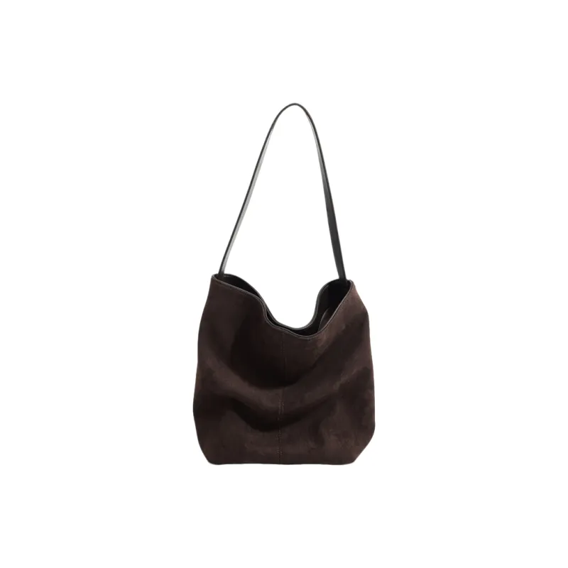 PAYOT Genuine Leather/Microfiber Synthetic Leather Shoulder Bag Large Size Women's Caramel Brown/Khaki/Coffee-2