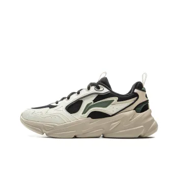 LiNing Clouds Cushioning Anti Slip And Wear Resistant Support Low Top Chunky Sneakers Men's White Black