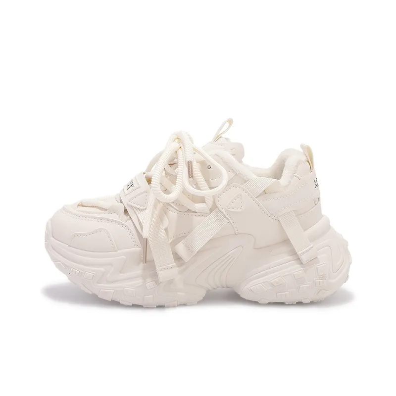 SNXR Anti-Slip Wear-Resistant Waterproof And Breathable Low-Top Chunky Sneakers Women's Beige-128