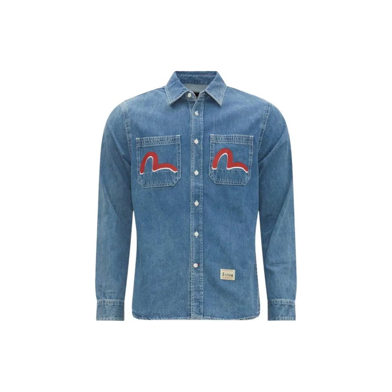 EVISU Shirts Men Denim Blue-1