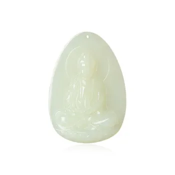 BYTHERE Hetian Jade Guanyin Pendant Pale Greenish White Jade Women's