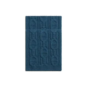 HERMES Cashmere Knit Scarves Men's Marble Blue