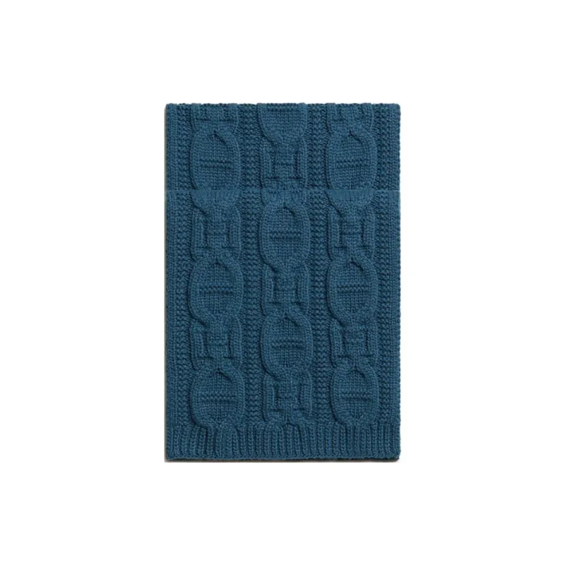 HERMES Cashmere Knit Scarves Men's Marble Blue-0