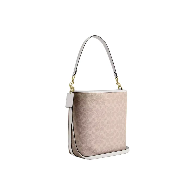 COACH Coated Canvas Bucket Bag, Shoulder Bag, Crossbody Bag, Handbag Tubas Women's Sand & Chalk-1