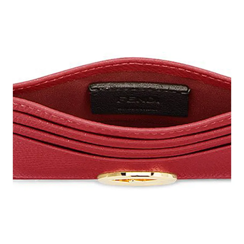 FENDI F Is Fendi Calfskin Card Holder With Clip Women's Red-4