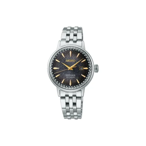 SEIKO Automatic/Manual Mechanical Movement Stainless Steel Strap Watch 30.3mm Women's Watch Black Dial