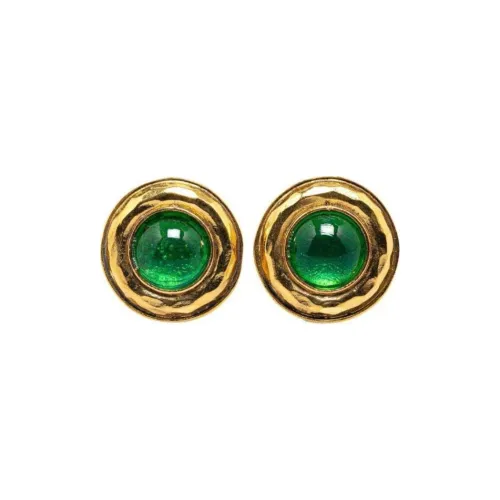 CHANEL 20th Century Plated Gemstone Clip On Earring Costume Earrings