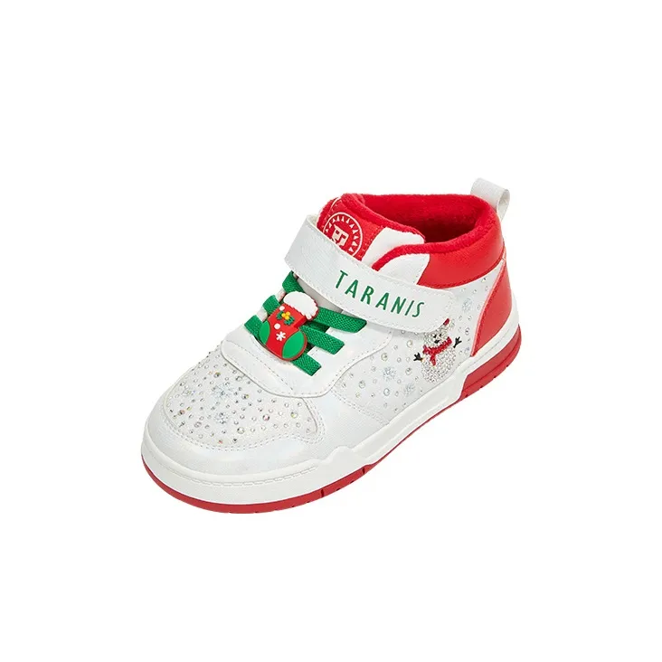 TARANIS Wear Resistant Slip Resistant Kids' Skateboarding Shoes White Red Children Aged 3 7 Years Old-1