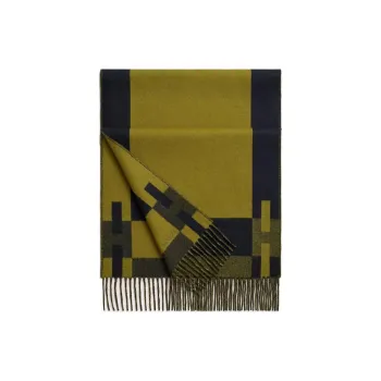 HERMES Cashmere Knit Scarves Men's Navy/Green