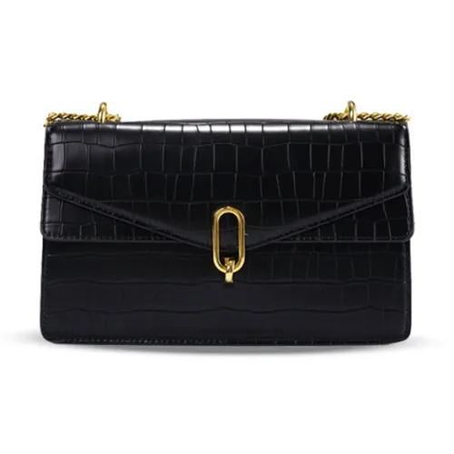 CHRIScool Cow Leather Handbag, Crossbody Bag, Shoulder Bag Medium Size Women's Black/Ecru