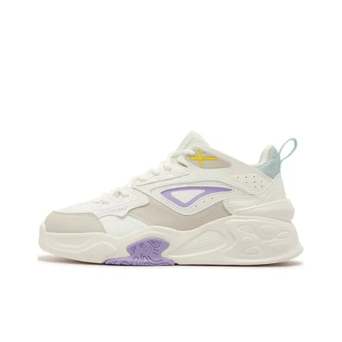 361° Abrasion-Resistant High-Top Skateboard Shoes Women's Beige Purple