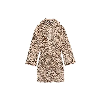 Victoria's Secret 24 Big Show Collection THE MIX Pajama Robe Bathrobe Women's Leopard Print
