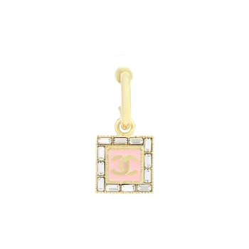 CHANEL Metal Resin Rhinestones Earrings Women's Pink