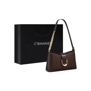 C°BANNER Cow Leather With Synthetic Leather Handbag, Shoulder Bag Regular Women's Brown/White/Wine Coffee