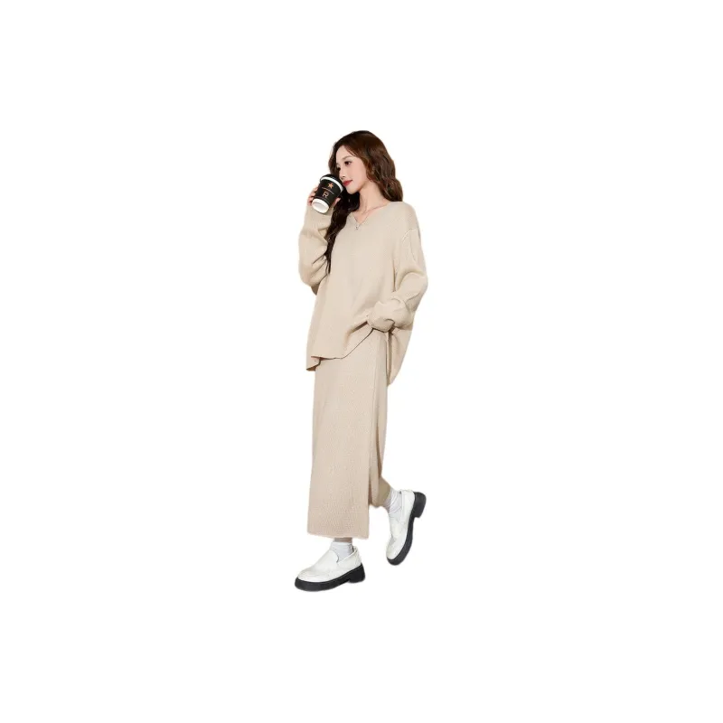 Tonlion Two Piece Skirt Sets Women's Oat-1