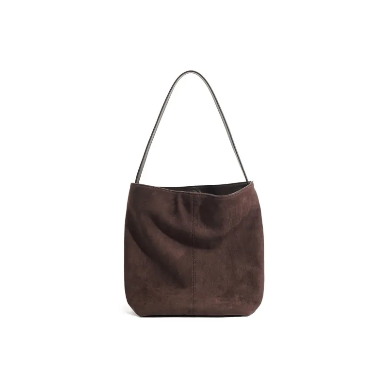 PAYOT Genuine Leather/Microfiber Synthetic Leather Shoulder Bag Large Size Women's Caramel Brown/Khaki/Coffee-6