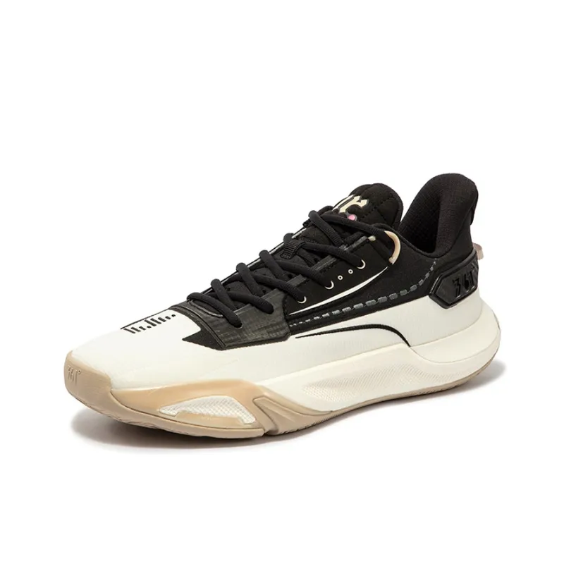 361° Cushioning Anti Slip And Wear Resistant Low Top Basketball Shoes Unisex White Black-1