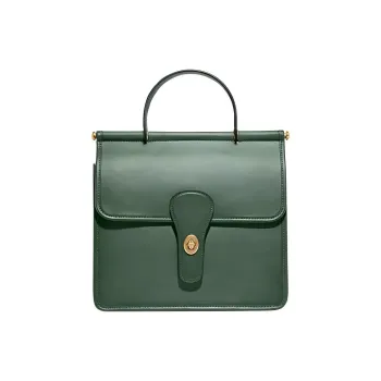 COACH Willis Solid Color Cow Leather Handbag, Shoulder Bag, Crossbody Bag Tubas Women's Grass Green